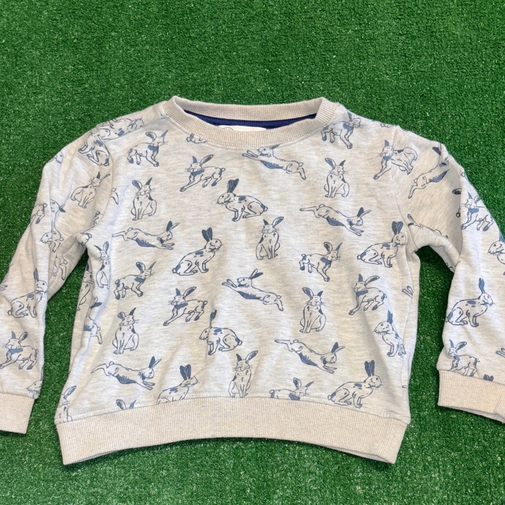 Gray Sweatshirt with Rabbit Print